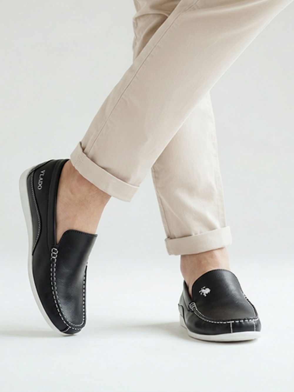 NIB Vlado Footwear Elite Men’s Black Leather Loafer Slip Ons - Size 9.5